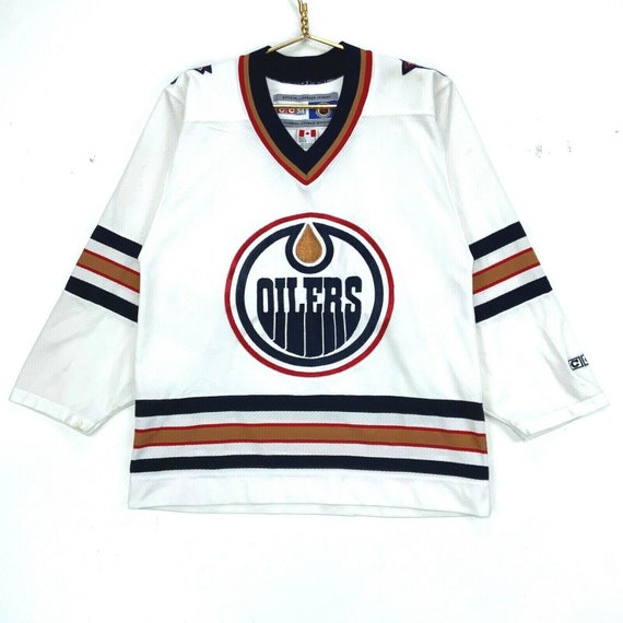 Edmonton Oilers CCM Vintage Jersey Size Small White NHL Hockey Sewn