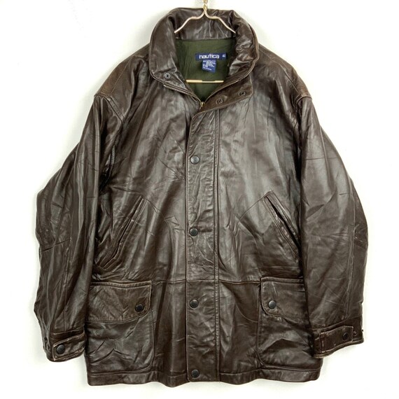 Vintage Nautica Full Zip Genuine Leather Jacket S… - image 1