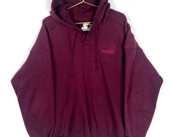 Vintage Starter Sweatshirt Hoodie 2XL Maroon Henley 90s