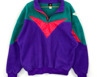 Vintage Fleece Sweater Jacket Extra Large Descente Quarter Zip Made Usa 90s