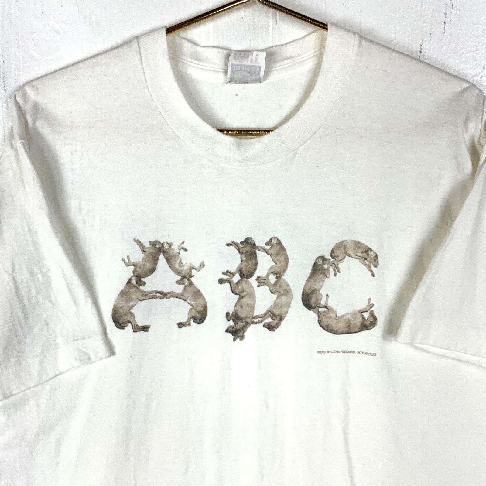Vintage William Wegman Art T-shirt Large White Single Stitch