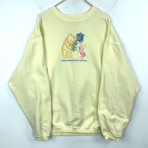 vintage Winnie l'ourson sweat ras du cou Extra Large Disney jaune des années 90