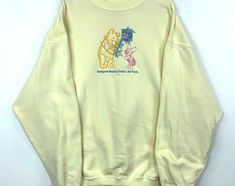 vintage Winnie l'ourson sweat ras du cou Extra Large Disney jaune des années 90