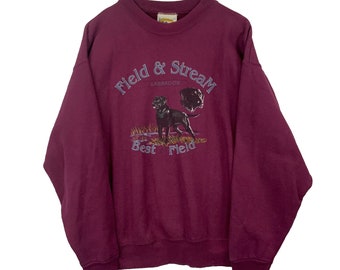 Vintage Wildlife Dogs Sweatshirt Crewneck Large Field & Stream Red Made Usa 90s