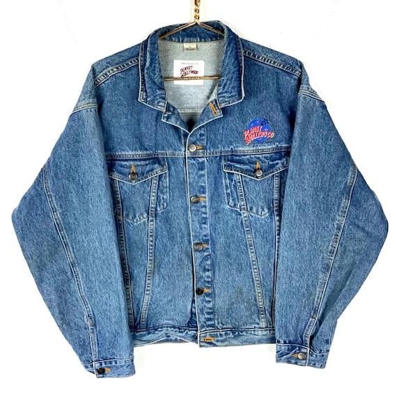 ビンテージレア！PLANET HOLLYWOOD デニムジャケット Lサイズ Vintage Planet Hollywood Denim Jean Jacket XL Blue Medium