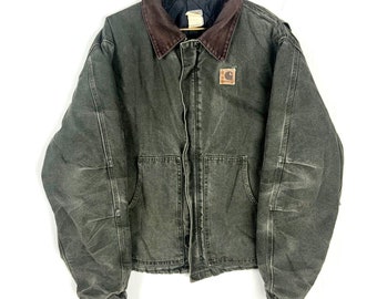 Vintage Carhartt Arctic Quilted Full Zip Jacket 2XL Green Workwear