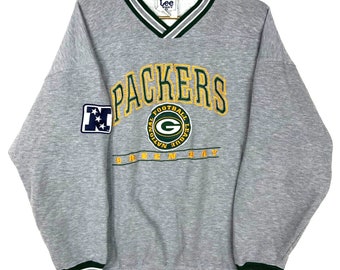 Felpa vintage Green Bay Packers taglia XL Nfl Grey Football ricamato anni '90