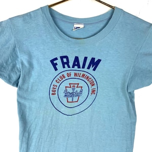Vintage Champion T-Shirt Size Small Blue Single Stitch Fraim Boy Scout Club 70s