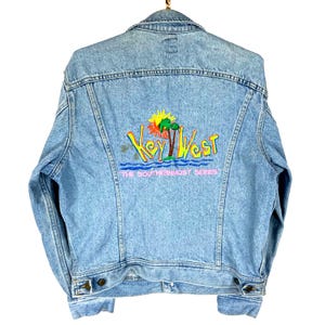 Vintage Key West Florida Denim Jean Jacket Medium Blue Light Wash 90s