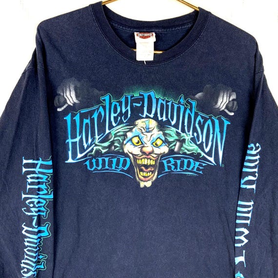 トップス Harley-Davidson Old English Font Long T Harley-Davidson Men's Old English Stacked Long Sleeve T