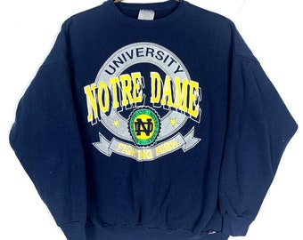 vintage Notre-Dame Fighting Irish sweat-shirt ras du cou très grand logo 7 Ncaa