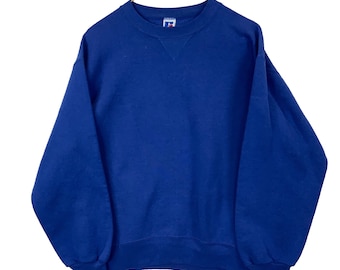 vintage Russell Athletic Sweatshirt ras du cou grand bleu fabriqué aux États-Unis 50/50