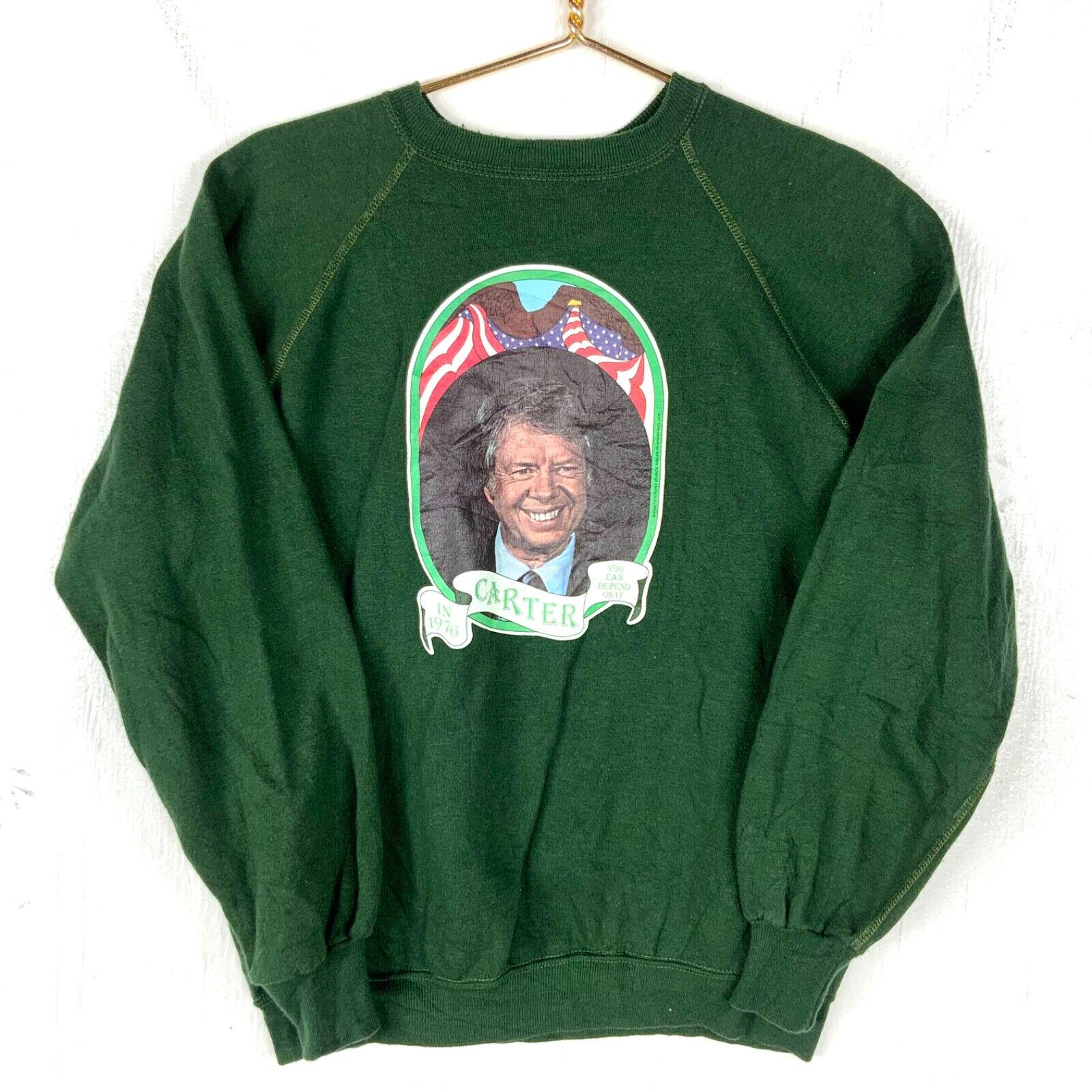 Vintage Jimmy Cater Sweatshirt Crewneck Size Extra Large Green 70s 80s