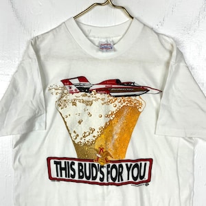 【90s ヴィンテージ】Budweiser This Bud's For You Vintage 90s This Buds for You T-shirt White Budweiser Beer