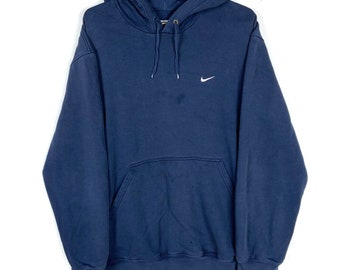 Vintage Nike Hoodie Sweatshirt Größe 2XL Blau bestickt Y2k