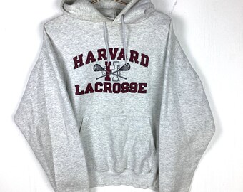 Vintage Harvard Lacrosse Champion Hoodie Sweatshirt Größe XL Weiß