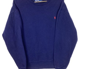 Vintage Polo Ralph Lauren Sweatshirt Crewneck Size Large Navy Blue 90s