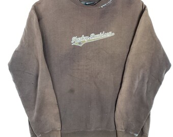 Vintage Harley Davidson Motorcycles Sweatshirt Crewneck 2XL Brown Distressed