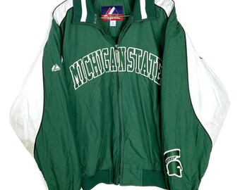 Vintage Michigan State Spartans Majestic Jacket Lined Large Full Zip