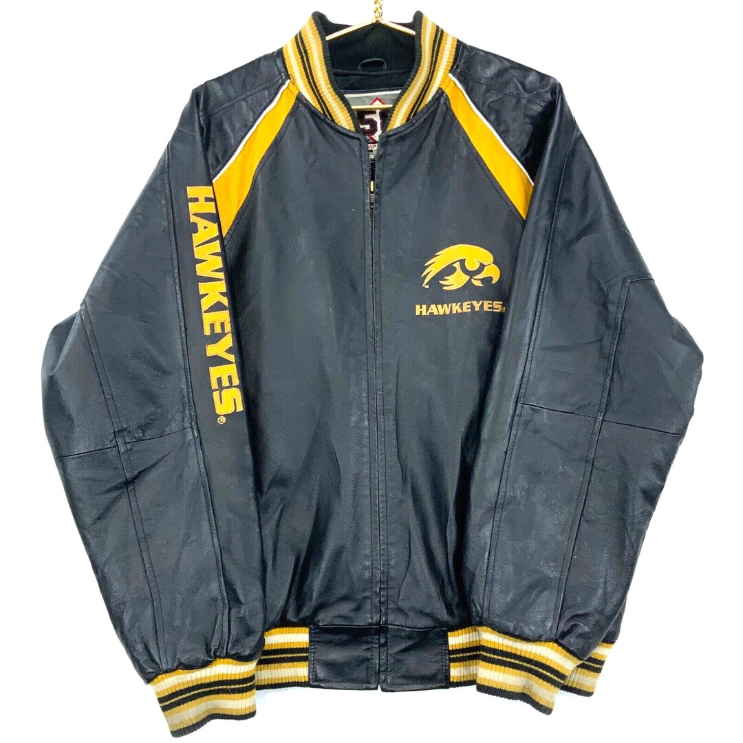 Vintage Iowa Hawkeyes Leather Varsity Bomber Jacket Size Large - Etsy