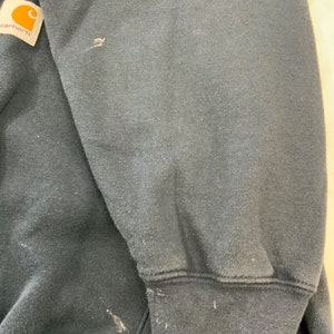 Vintage Carhartt Sweatshirt Hoodie 2XL Blue Workwear Patch image 4