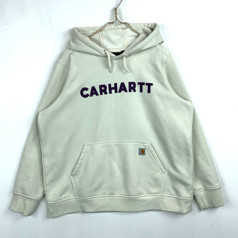 Carhartt Spell-Out Relaxed Fit Drawstring Sweatshirt Hoodie Size XL Workwear image 1