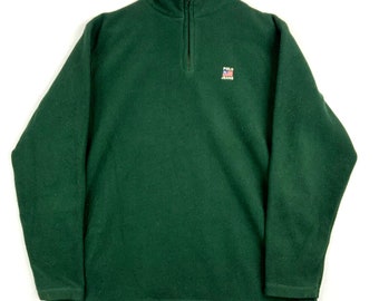 Vintage Polo Jeans Ralph Lauren 1/4 Zip Fleece Sweater Jacket Size Medium Green