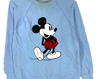 Vintage Micky Maus 1960er Jahre Sweatshirt Rundhalsausschnitt Medium Walt Disney Blue 50/50