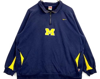 Vintage Michigan State Nike Team 1/4 Zip Collared Pocket Sweatshirt Size XL Blue