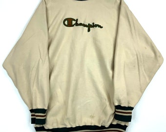 vintage Champion Reverse Weave Sweatshirt Ras Du Cou Taille 3XL Beige