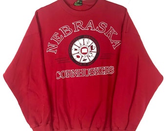 Felpa vintage Nebraska Cornhuskers taglia 2XL rossa Ncaa Made in Usa anni '90