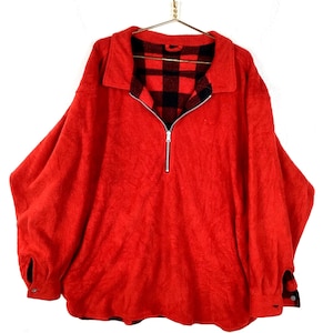 Marlboro Fleece Sweater Jacket Size 2XL Red Reversible Half Zip