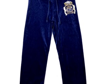 Vintage Juicy Couture Velour Women&#39;s Sweat Pants Small Blue Y2k