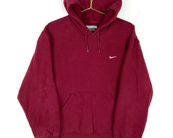 Vintage Nike Swoosh Sweatshirt Hoodie Size Large Red Y2K