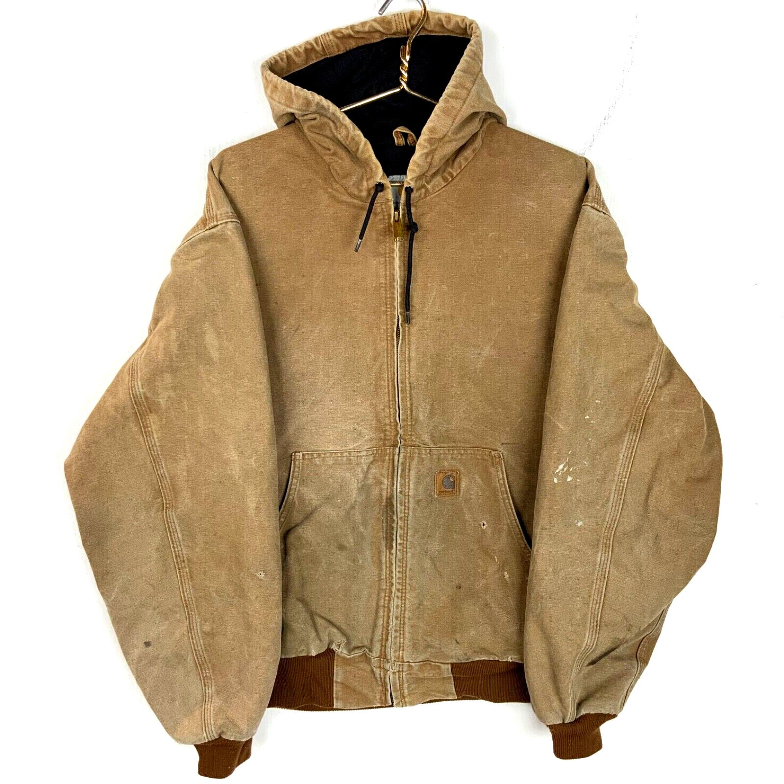 希少 carhartt active jacket dkb m Vintage Carhartt Active Jacket Hooded Sandstone Brown Work