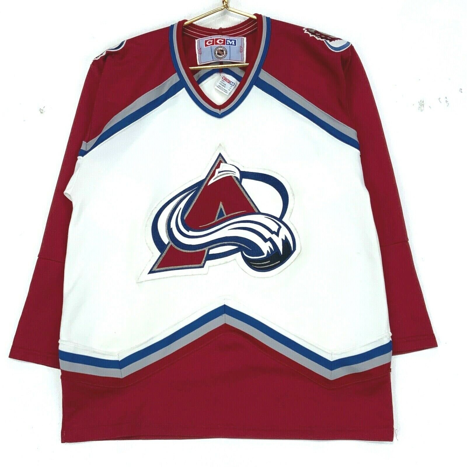 Vintage 90s CCM NHL Colorado Avalanche White Hockey Jersey Men’s Size XL