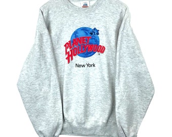 vintage New York Sweatshirt ras du cou Extra Large Planet Hollywood gris 1991