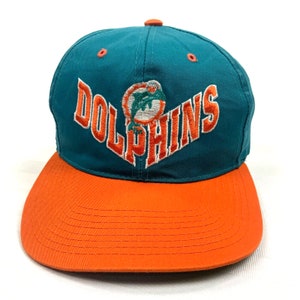 Miami Dolphins Vintage Strapback Hat Orange Small Dolphin Logo
