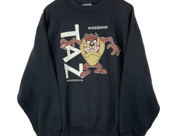 Vintage Tasmanian Devil Sweatshirt Rundhalsausschnitt Extra Large Warner Bros. 1992 Schwarz