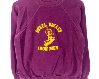 Vintage 1980s Sweatshirt Crewneck Size Small Steel Valley Iron Men Purple