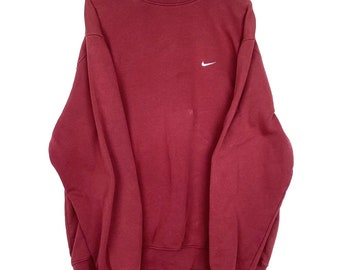 Vintage Nike Swoosh Sweatshirt Crewneck Extra Large Red Y2k