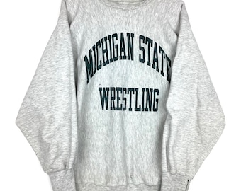 Vintage Champion Reverse Weave Michigan State Sweatshirt Medium Gray