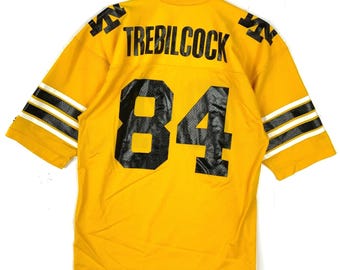 Vintage 1980s Champion Football Jersey Large Yellow Made In Usa