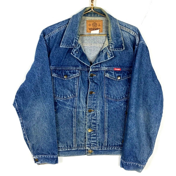 Vintage Wrangler Denim Jean Jacket Extra Large Blue Dark Wash