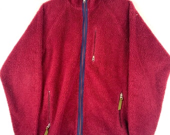 Vintage Patagonia Deep Pile Full Zip Fleece Sweater Jacket Size XL Red