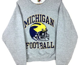 Vintage Michigan Wolverines Football Crewneck Sweatshirt Size XL Gray Nfl 90s