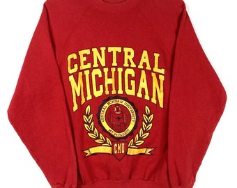 Vintage Central Michigan University Sweatshirt Crewneck XL Red 50/50 Made In Usa