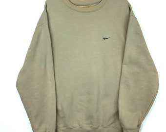 Vintage Nike Embroidered Sweatshirt Crewneck 2XL Beige Y2k