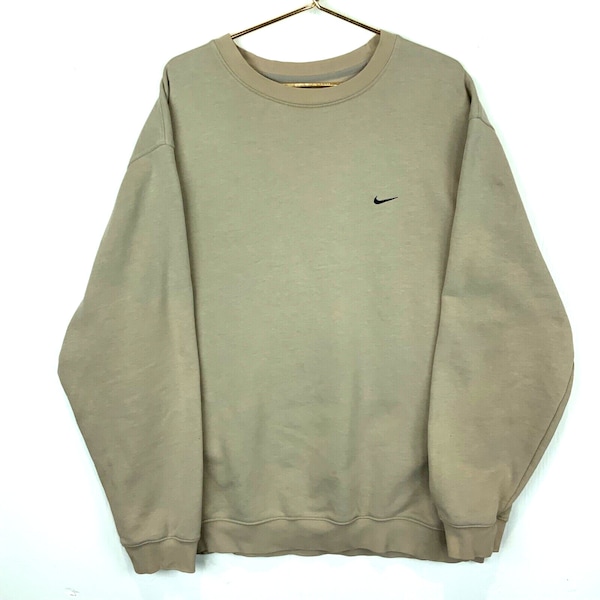 Vintage Nike Embroidered Sweatshirt Crewneck 2XL Beige Y2k