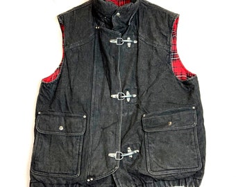 Vintage Polo Ralph Lauren Denim Down Filled Vest Size Large Black